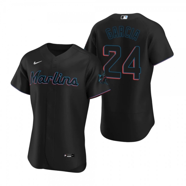 Men's Miami Marlins Avisail Garcia Black Authentic Alternate Jersey