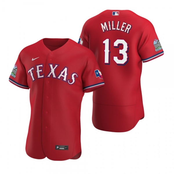 Men's Texas Rangers Brad Miller Scarlet Authentic Alternate Jersey