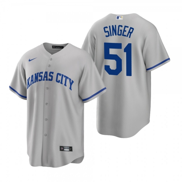 Kansas City Royals Brady Singer Nike Gray Replica Road Jersey