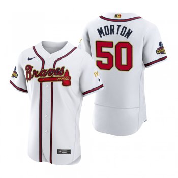 Atlanta Braves Charlie Morton White 2022 Gold Program Authentic Jersey