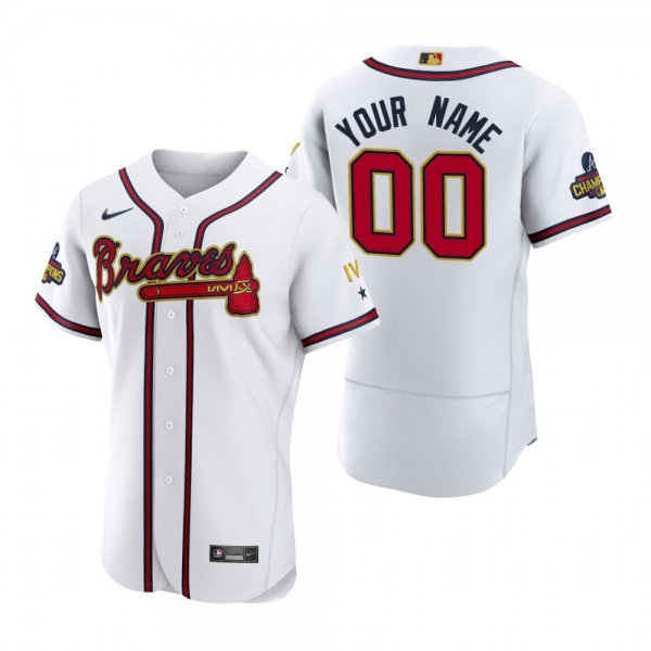 Atlanta Braves Custom White 2022 Gold Program Authentic Jersey