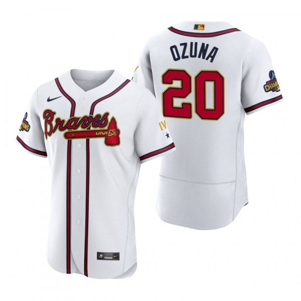 Atlanta Braves Marcell Ozuna White 2022 Gold Program Authentic Jersey