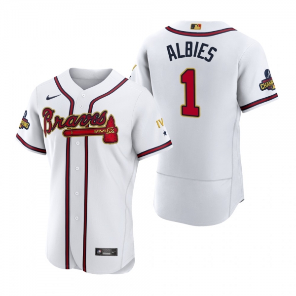 Atlanta Braves Ozzie Albies White 2022 Gold Program Authentic Jersey