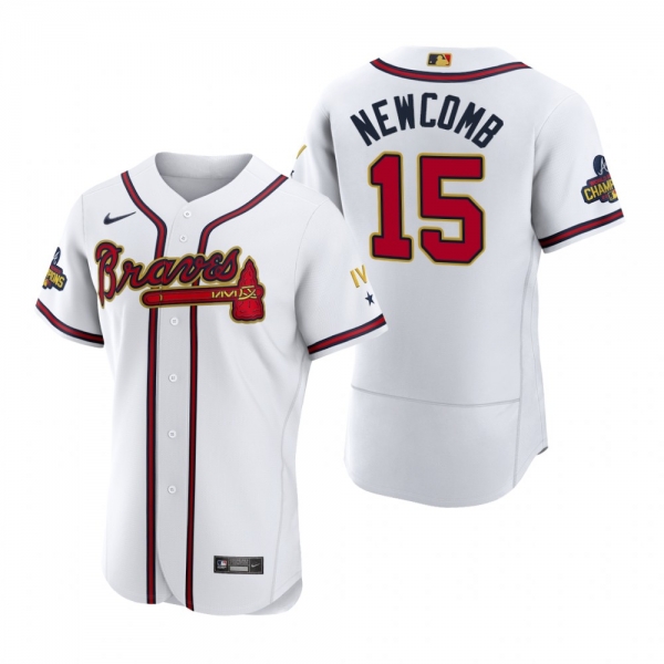 Atlanta Braves Sean Newcomb White 2022 Gold Program Authentic Jersey