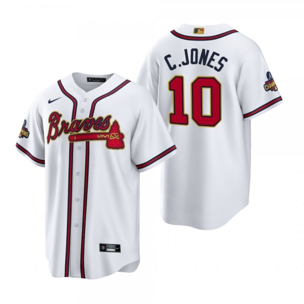 Chipper Jones Atlanta Braves White 2022 Gold Program Replica Jersey