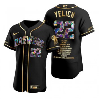 Men's Milwaukee Brewers Christian Yelich Black Career Highlights Diamond Jersey