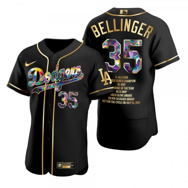 Men's Los Angeles Dodgers Cody Bellinger Black Career Highlights Diamond Jersey