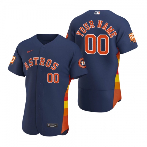 Men's Houston Astros Custom Navy 60th Anniversary Authentic Jersey