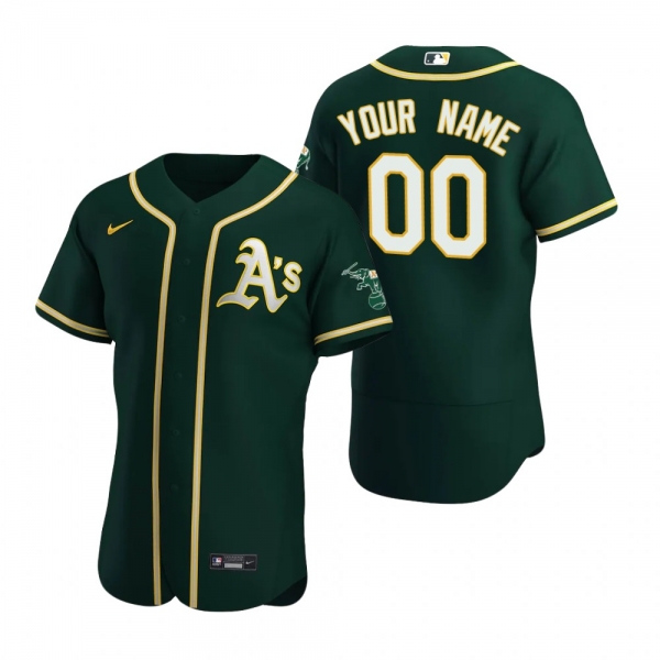 Men's Oakland Athletics Custom Green Authentic Alternate Jersey