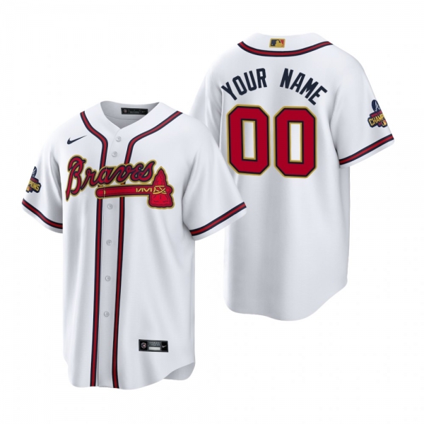 Custom Atlanta Braves White 2022 Gold Program Replica Jersey