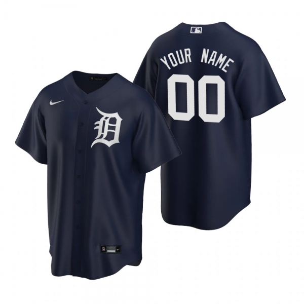 Men's Detroit Tigers Custom Nike Navy Replica Alternate Jersey