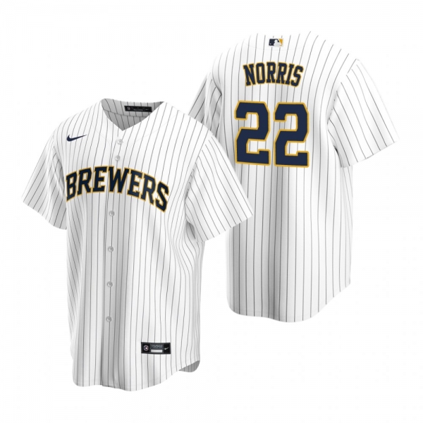 Milwaukee Brewers Daniel Norris Nike White Navy Replica Alternate Jersey