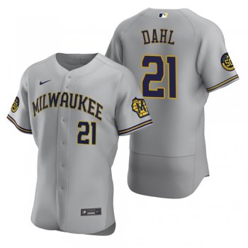 Men's Milwaukee Brewers David Dahl Gray Authentic Road Jersey