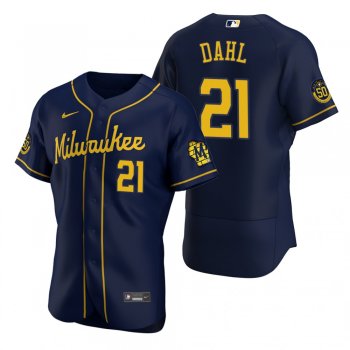 Men's Milwaukee Brewers David Dahl Navy Authentic Alternate Jersey