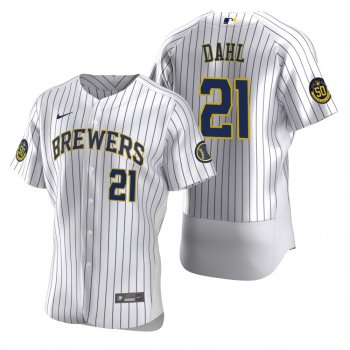 Men's Milwaukee Brewers David Dahl White Authentic Home Jersey