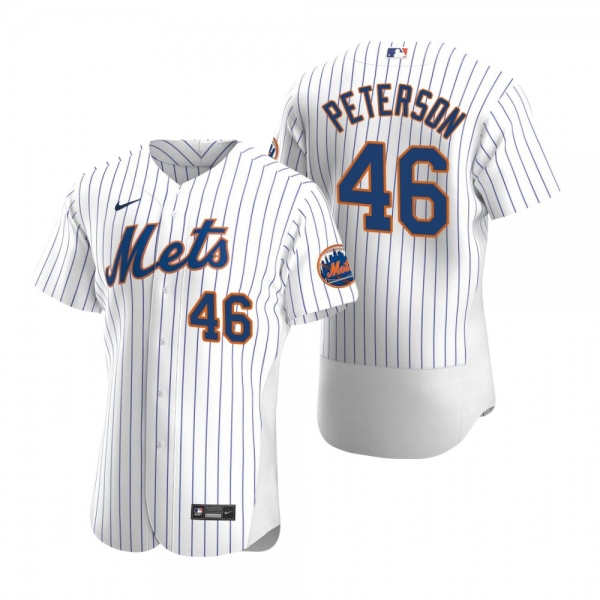 Men's New York Mets David Peterson Nike White Authentic Home Jersey