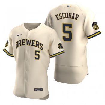 Men's Milwaukee Brewers Eduardo Escobar Nike Cream Authentic Alternate Jersey