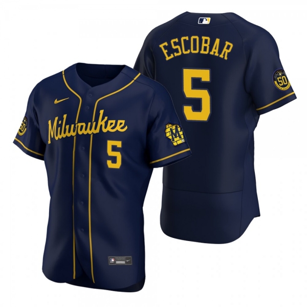 Men's Milwaukee Brewers Eduardo Escobar Nike Navy Authentic Alternate Jersey