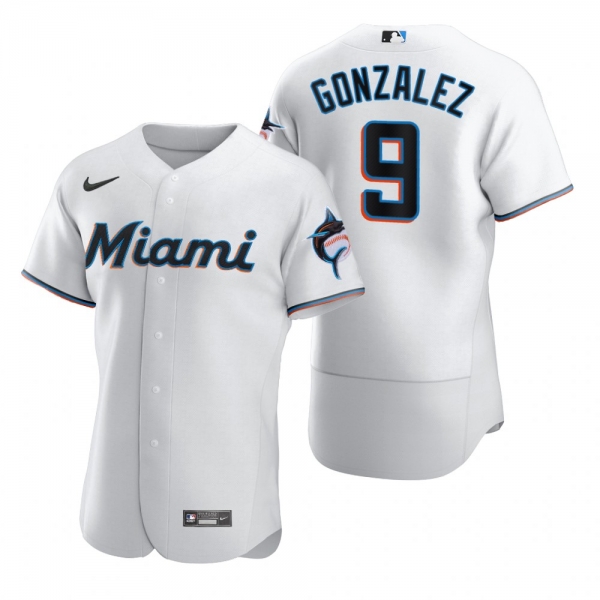 Men's Miami Marlins Erik Gonzalez White Authentic Home Jersey