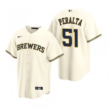 Milwaukee Brewers Freddy Peralta Nike Cream Replica Home Jersey