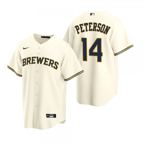 Milwaukee Brewers Jace Peterson Nike Cream Replica Home Jersey