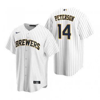 Milwaukee Brewers Jace Peterson Nike White Navy Replica Alternate Jersey