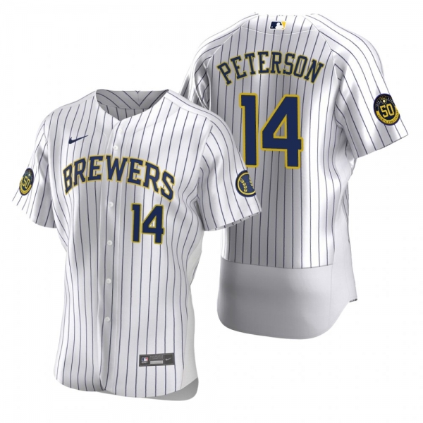 Men's Milwaukee Brewers Jace Peterson Nike White Authentic Home Jersey