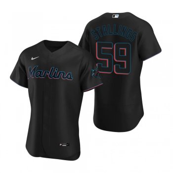 Men's Miami Marlins Jacob Stallings Black Authentic Alternate Jersey