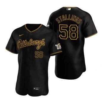 Men's Pittsburgh Pirates Jacob Stallings Black Authentic Alternate Jersey