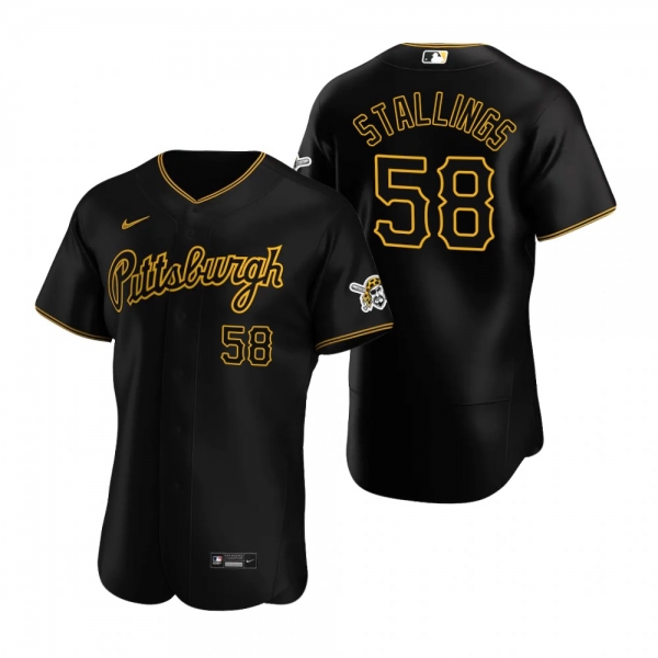 Men's Pittsburgh Pirates Jacob Stallings Black Authentic Alternate Jersey