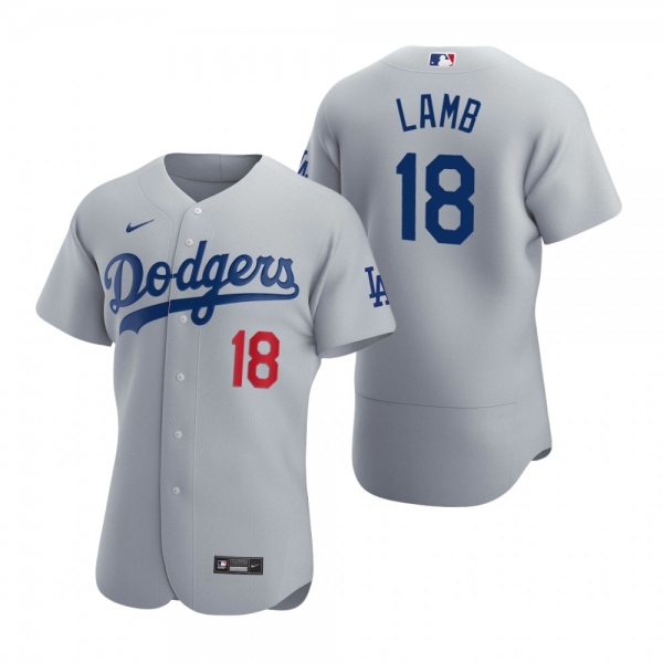 Men's Los Angeles Dodgers Jake Lamb Gray Authentic Alternate Jersey