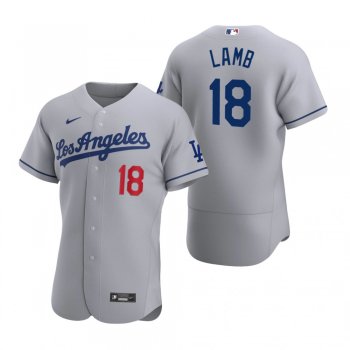 Men's Los Angeles Dodgers Jake Lamb Gray Authentic Road Jersey