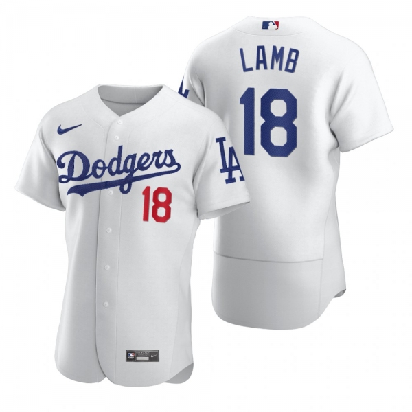 Men's Los Angeles Dodgers Jake Lamb White Authentic Home Jersey