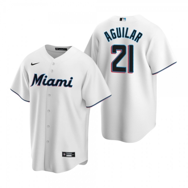 Miami Marlins Jesus Aguilar Nike White Replica Home Jersey