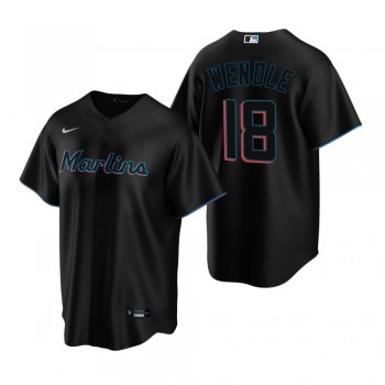 Miami Marlins Joey Wendle Nike Black Replica Alternate Jersey