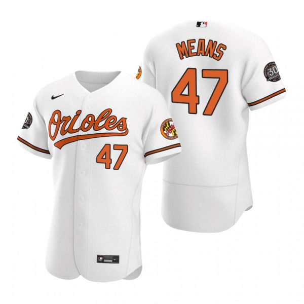 Men's Baltimore Orioles John Means Nike White 30th Anniversary Authentic Jersey