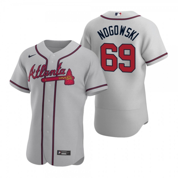 Men's Atlanta Braves John Nogowski Gray Authentic Road Jersey