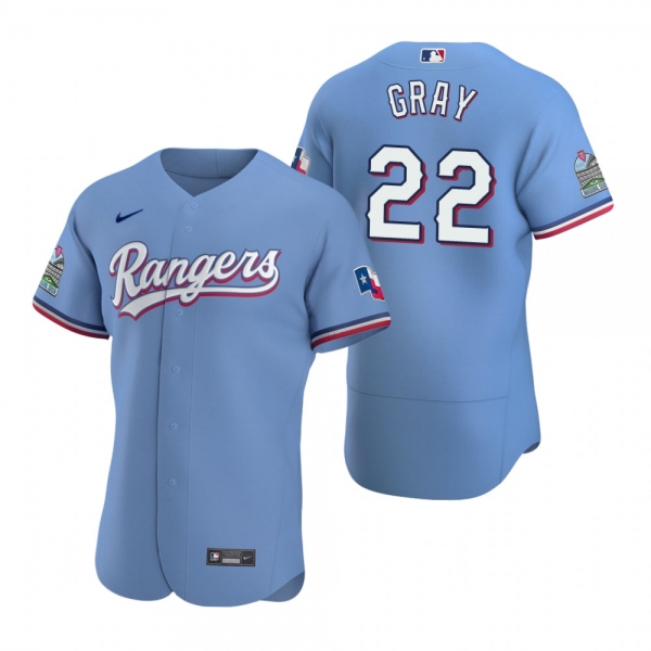 Men's Texas Rangers Jon Gray Light Blue Authentic Alternate Jersey