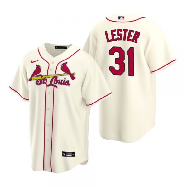 Men's St. Louis Cardinals Jon Lester Nike Cream Replica Alternate Jersey