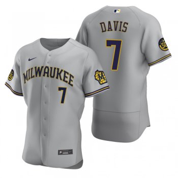 Men's Milwaukee Brewers Jonathan Davis Gray Authentic Road Jersey