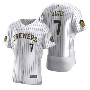 Men's Milwaukee Brewers Jonathan Davis White Authentic Home Jersey