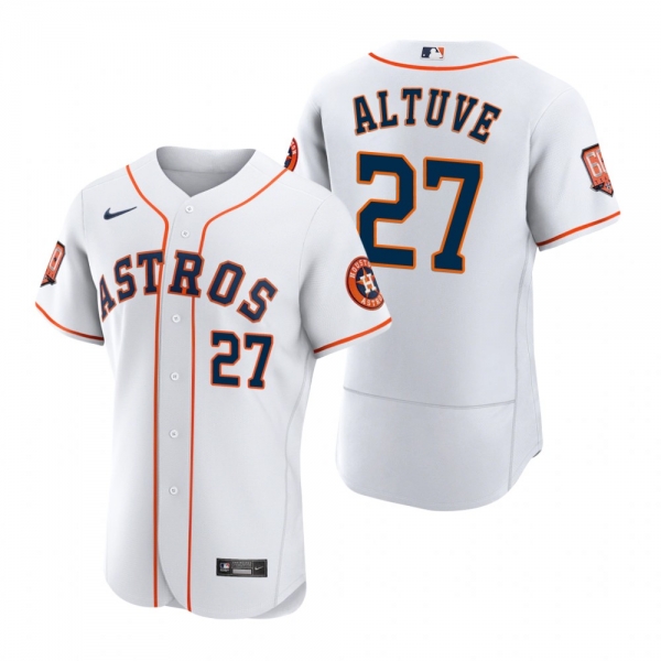 Men's Houston Astros Jose Altuve White 60th Anniversary Authentic Jersey