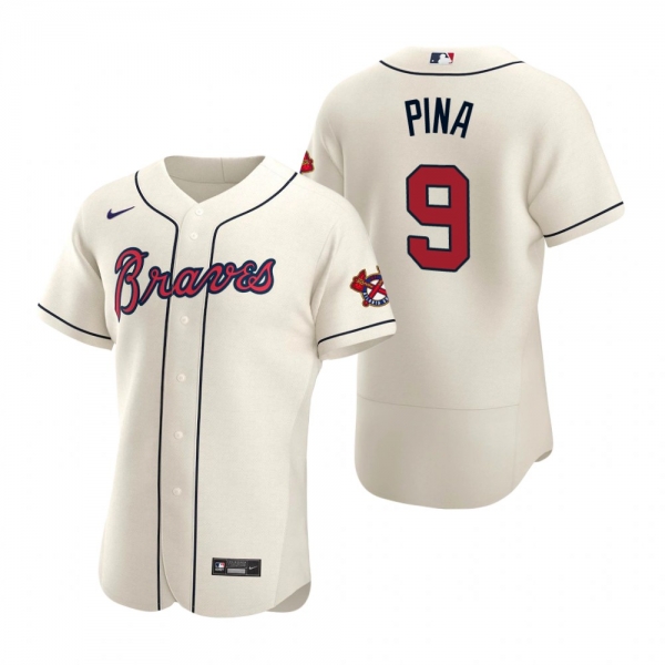 Men's Atlanta Braves Manny Pina Cream Authentic Alternate Jersey