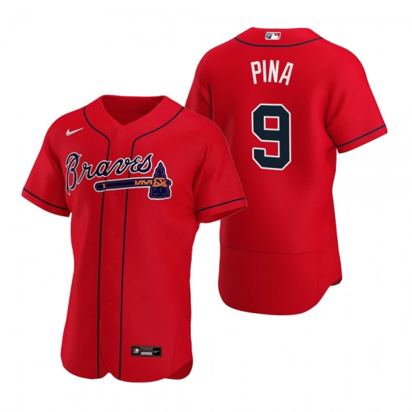 Men's Atlanta Braves Manny Pina Red Authentic Alternate Jersey