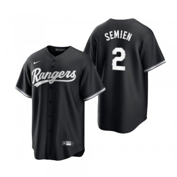 Men's Texas Rangers Marcus Semien Nike Black White Replica Official Jersey