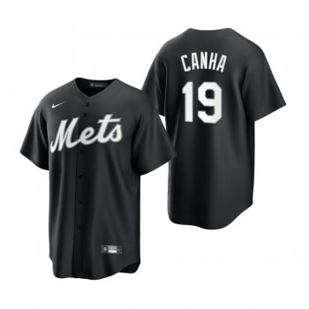 Men's New York Mets Mark Canha Nike Black White Replica Official Jersey