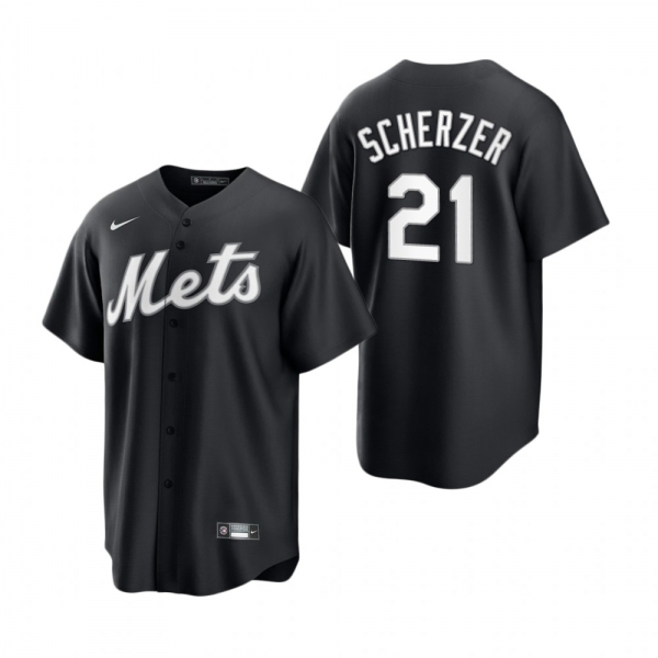 Men's New York Mets Max Scherzer Nike Black White Replica Official Jersey