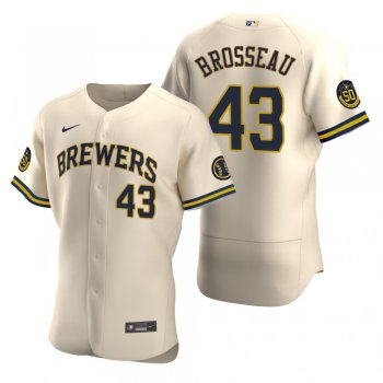 Men's Milwaukee Brewers Mike Brosseau Cream Authentic Alternate Jersey