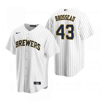 Milwaukee Brewers Mike Brosseau Nike White Navy Replica Alternate Jersey