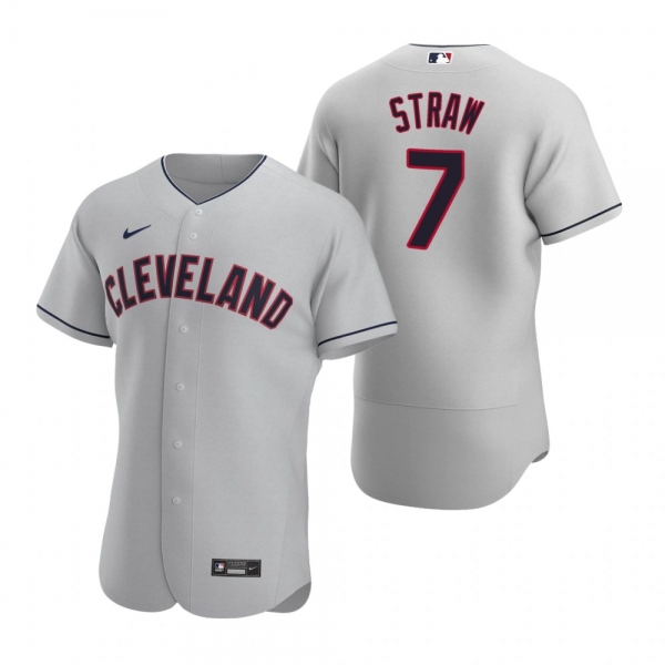 Men's Cleveland Indians Myles Straw Nike Gray Authentic Road Jersey